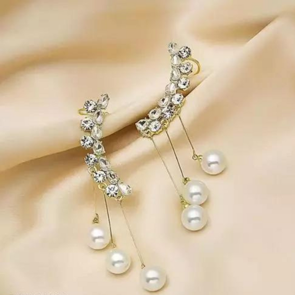 Earrings Crystal Pearl Ear Cuff