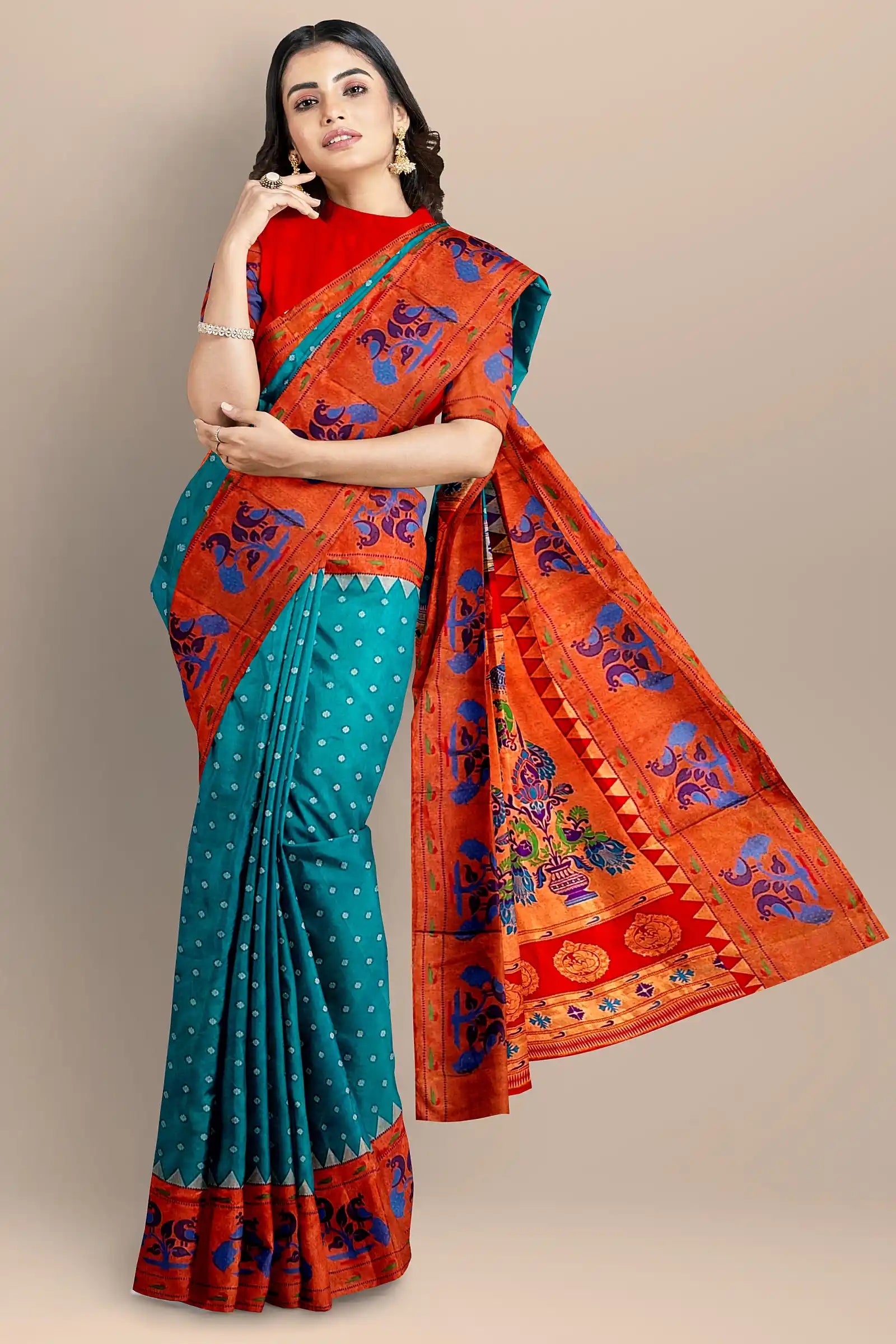 Woven Pure Paithani Silk Saree in Violet : SMEY246